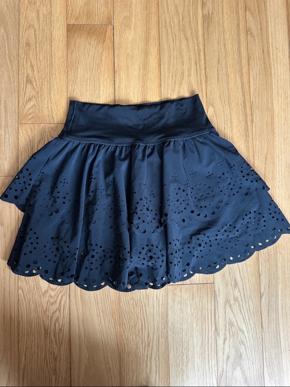 aerie Black Laser-Cut Athletic Skort XS